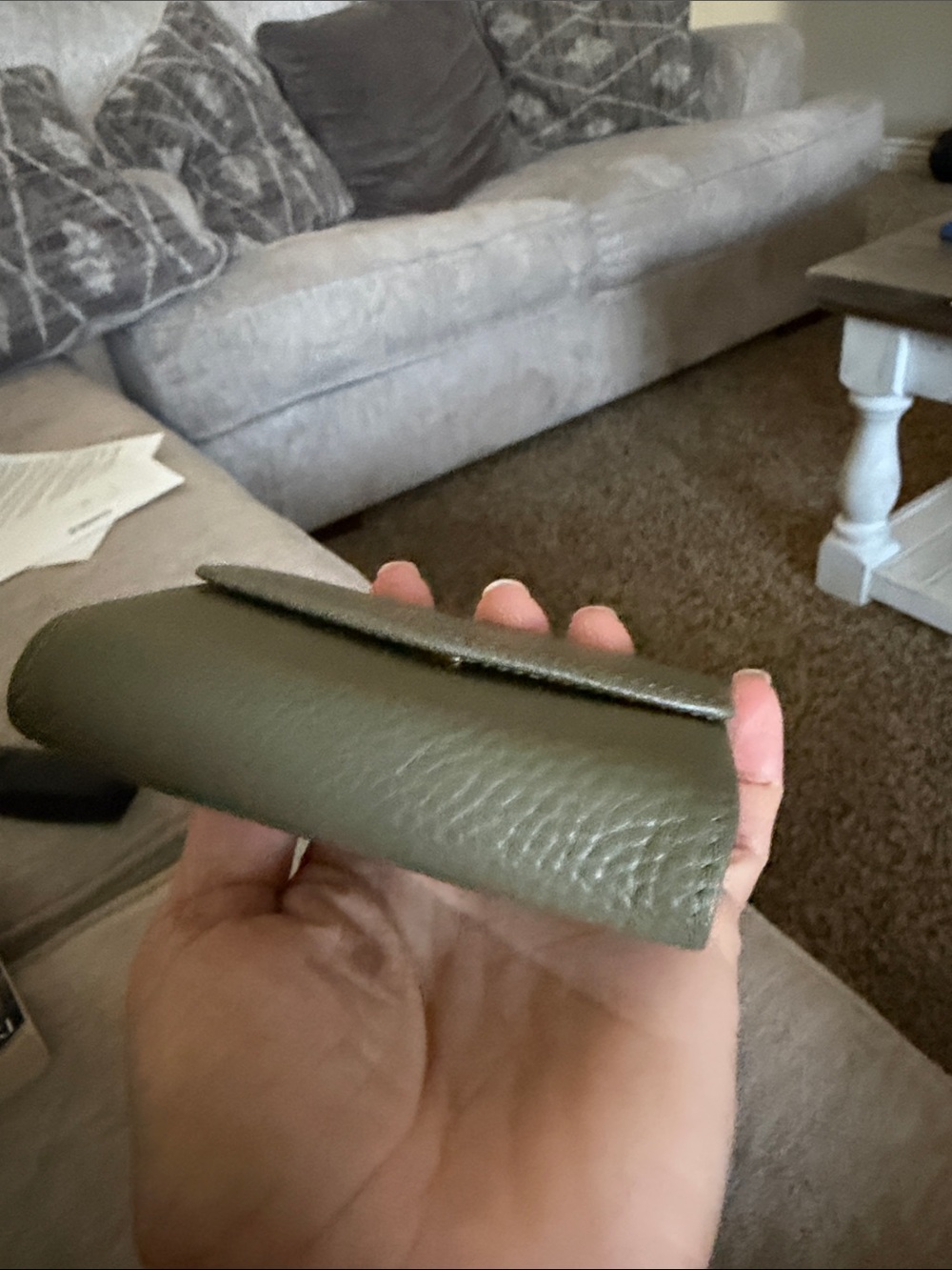 Alf the label Elsie Card Wallet (Pebbled Leather) Olive Green Compact Wallet - Picture 11 of 12